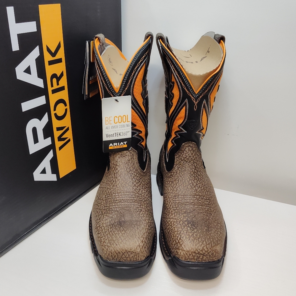 ARIAT Intrepid VentTek Comp Toe MEN'S Size 11.5 D Cocoa Brown/Orange 10020072 - Picture 5 of 15